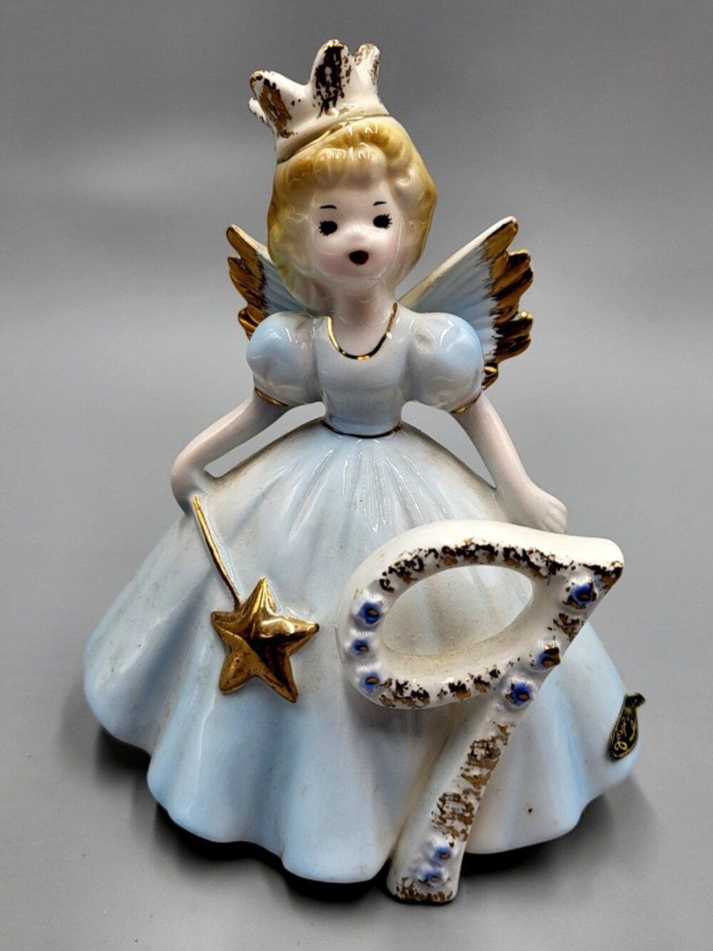 Year 9 Josef Originals Princess Birthday Girl Angel Figurine with Wand Crown 5"